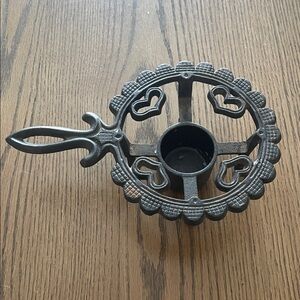 Cottagecore Black Cast Iron Trivet with Heart Design